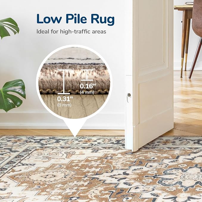 Lessymo Washable Area Rugs 6 x 9, Boho Area Rug Low Pile - Image 7
