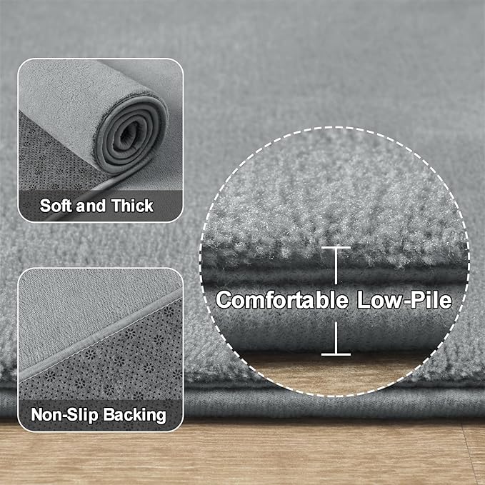Amearea 5x5 Square Area Rugs for Bedroom Living Room, Modern Grey Thickened - Image 3