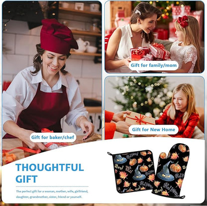 Halloween Pumpkin Autumn Maple Leave Oven Mitts and Pot Holders Sets Heat - Image 7