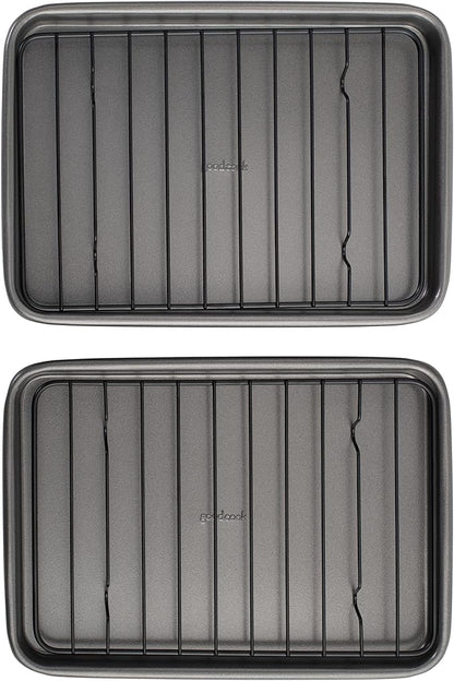 GoodCook Set of 2 Nonstick Steel 9" x 6" Toaster Oven Mini Baking Sheets by GoodCook