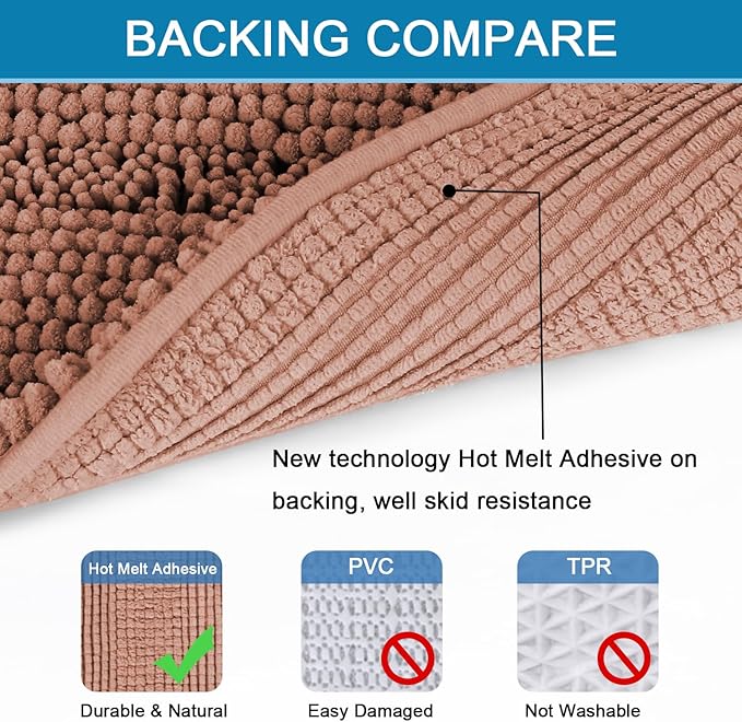 H.VERSAILTEX 2 Piece Set Bathroom Rugs Bath Mats Sets Super Absorbent Chenille - Image 4