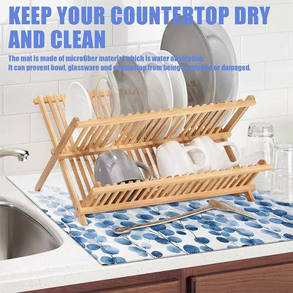 Blue Eucalyptus Leaves Dish Drying Mat - Image 5