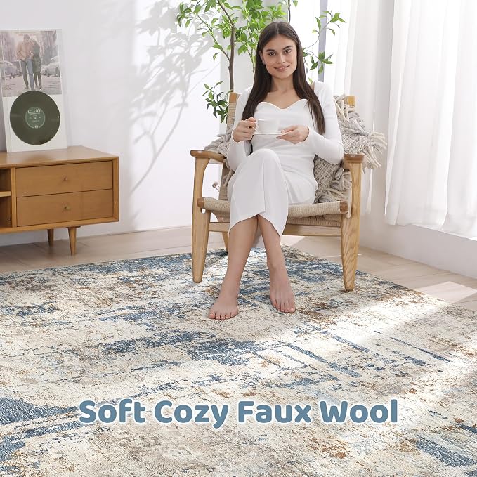 5x7 Area Rugs Living Room: Machine Washable Large Abstract Modern Soft Rug - Image 3