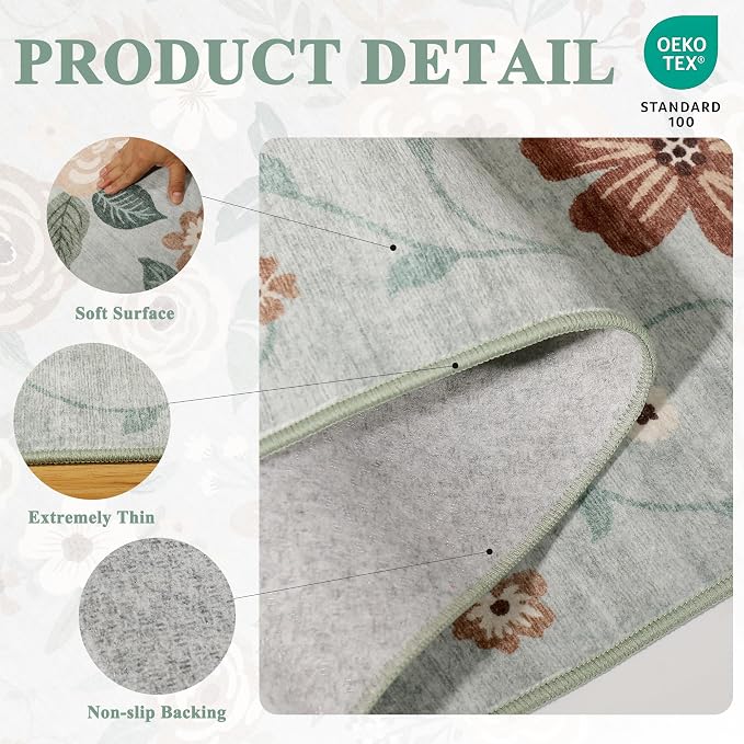 DUKINO 8x10 Area Rug, Floral Rugs - Image 5
