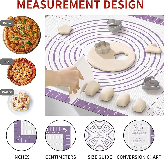 Non Stick Silicone Pastry Mat for Dough Rolling, Extra Large Silicone Baking Mat - Image 4