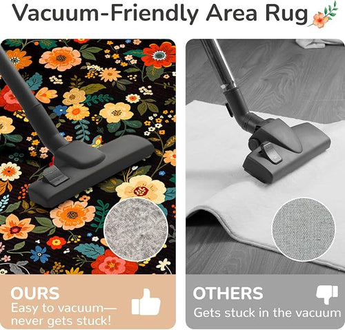 3x5 Area Rugs for Living Room Vacuum-Friendly Machine Washable Area Rug Flower - Image 2