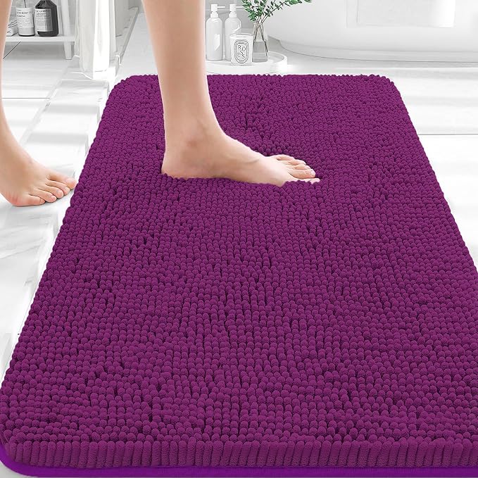 OLANLY Bathroom Rugs 35x24, Extra Soft Absorbent Chenille Bath Rugs, Rubber by OLANLY
