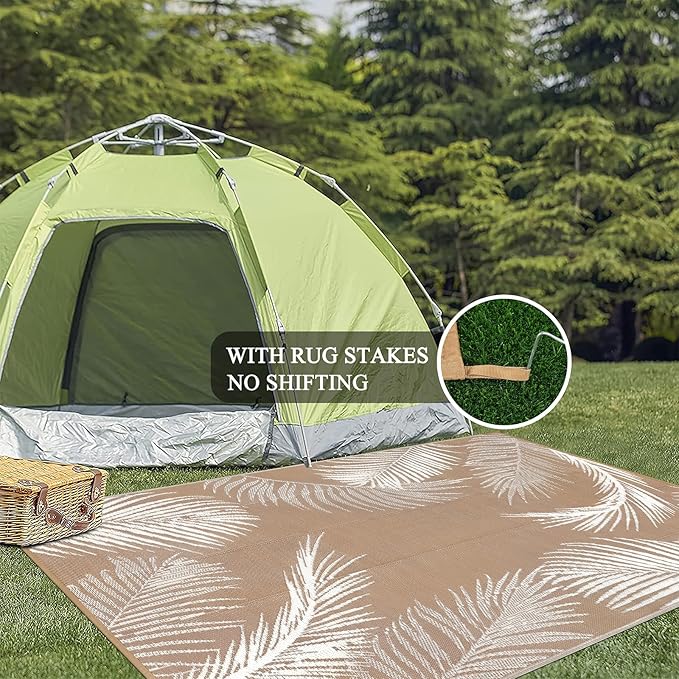Pauwer Waterproof Outdoor Rug 6x9, Reversible Plastic Straw Patio Camping Rug - Image 6