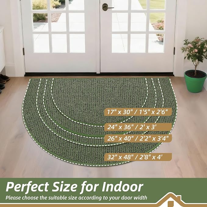 BEQHAUSE Dirt Trapper Door Mat 17" x 30" Half Circle Non Slip Washable Doormats - Image 2