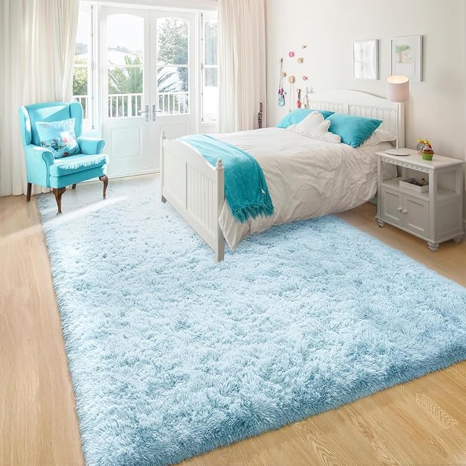 YJ.GWL Area Rugs for Living Room Bedroom, 3x5 Machine Washable Small Light Blue - Image 7