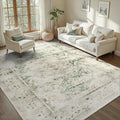DCX 5x7 Green Rug, Machine Washable Stain Resistant Distressed Vintage Rug by DCXWashableRug
