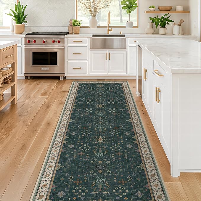 Hazo Haus Vintage Dark Green 2x10 Hallway Runner Rug - Image 9