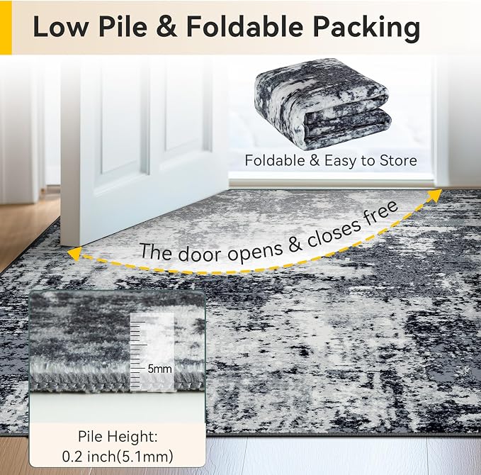 RELEANY Washable Area Rugs 5'x7' Non-Slip Modern Abstract Soft - Image 5