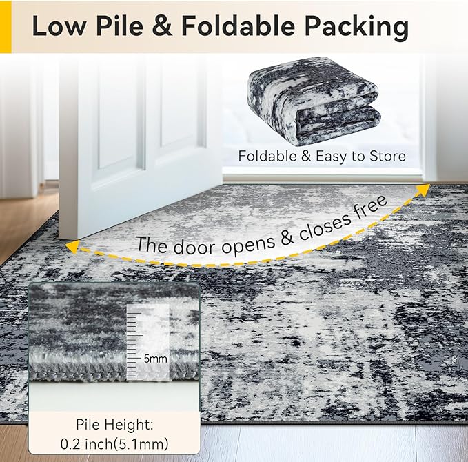 RELEANY Washable Area Rugs 4'x6' Non-Slip Modern Abstract Soft - Image 6