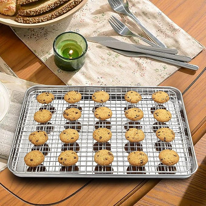 Baking Sheet with Rack Set, Wildone Stainless Steel Cookie Sheet Baking Pan - Image 7