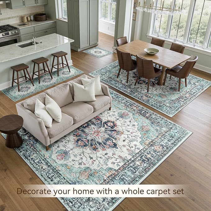RELEANY Area Rugs Runner 2'x8' Washable Non-Slip, Floral Vintage Distress - Image 4