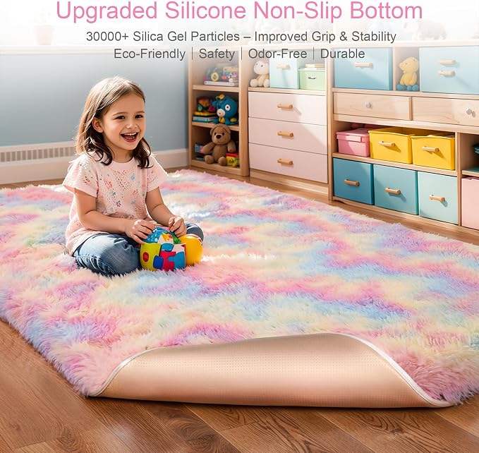 KICHOWUA Thick Area Rug Unicorn Fluffy Shag 3x5 - Image 4