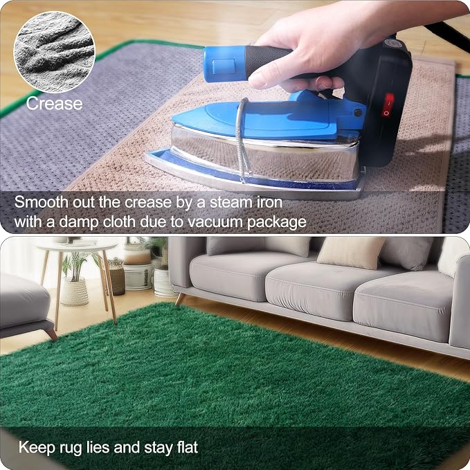 qulint 5x7 Area Rug for Living Room, Fluffy Green Rug for Bedroom Soft Shag - Image 5