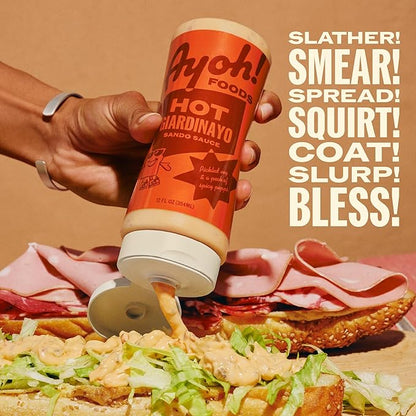 Ayoh Foods, Sando Sauce, Sandwich Sauce, (1-12 Ounce Bottle) - Creamy & Flavorful, Perfect for Sandwiches, Wraps & Dips, Created by Molly Baz (Hot Giardinayo)