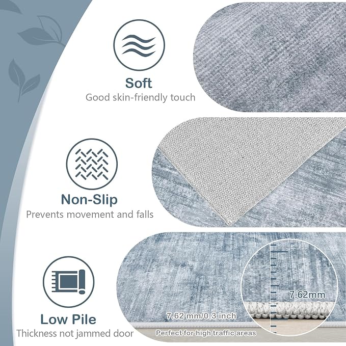 Area Rugs 5x7 Living Room: Washable Rug Modern Abstract Large Rugs Soft Non - Image 6