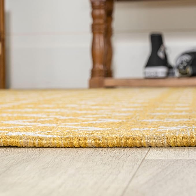 JONATHAN Y Moroccan Geometric Indoor Outdoor Area Rug 9X12 Yellow/Cream - Image 6