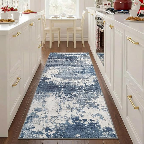2x5 Blue Rug Runners for Hallways Kitchen Non Slip Washable Entryway Runner Rugs by Acapet
