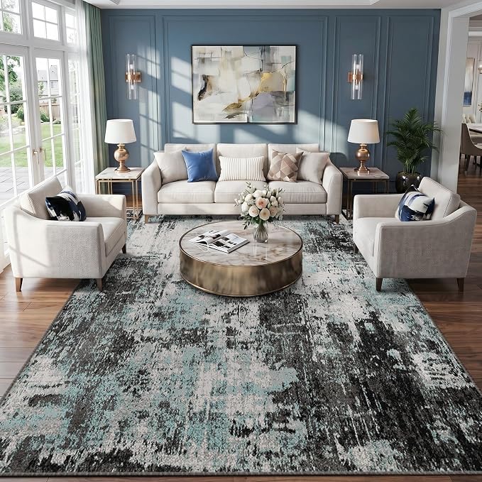 RELEANY Washable Area Rugs 10'x14 Non-Slip Modern Abstract Soft by RELEANY
