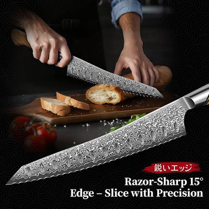 TIVOLI Bread Knife – Damascus VG-10 Serrated Knife - Image 5