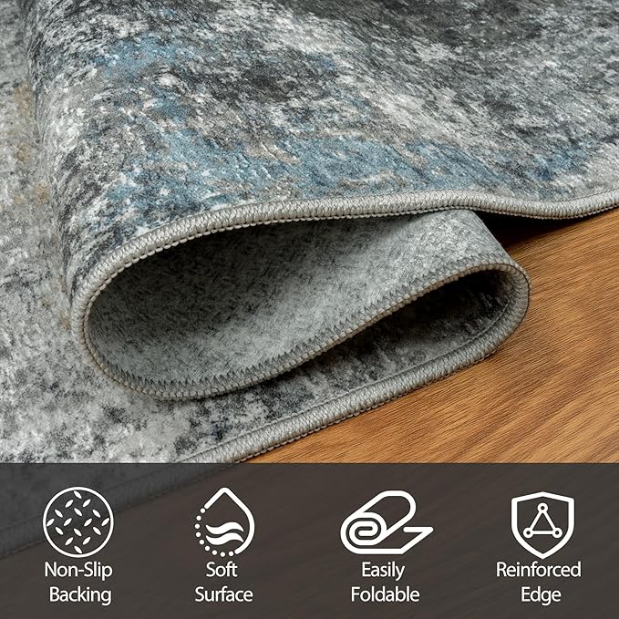 10x14 Area Rugs for Living Room Rug Washable: Abstract Large Rug Indoor Modern - Image 3