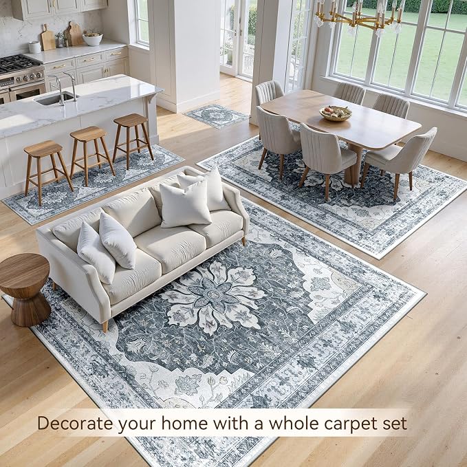 RELEANY Area Rugs Runner 2'x6' Washable Non-Slip, Floral Vintage Distress - Image 4