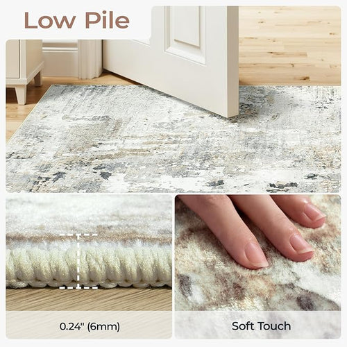 Abstract Round Rugs 8ft, Non-Slip Washable Circle Rug - Image 2