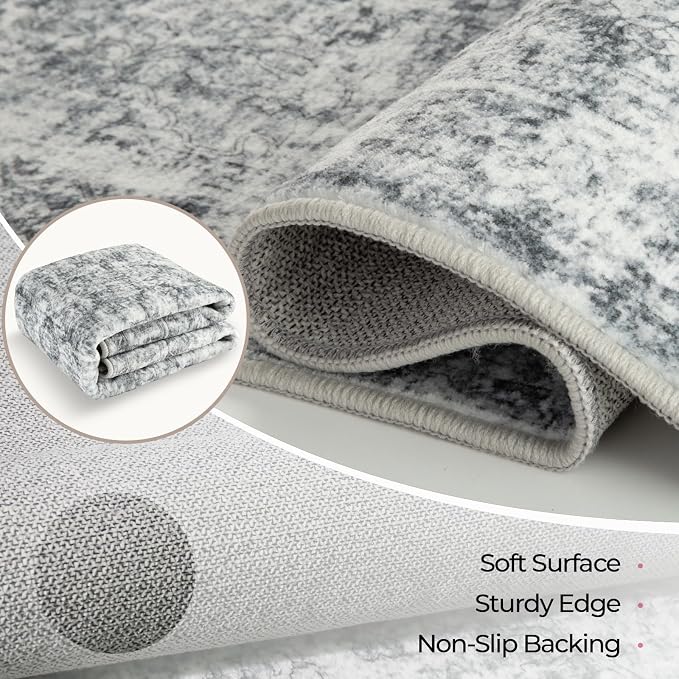 CAPALOCA Machine Washable Rugs Nursery Rug 3x5 Cute Girl Non Slip Low Pile - Image 3