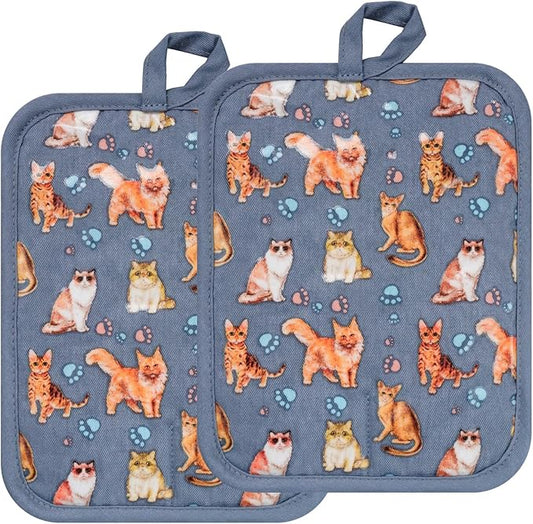 Pot Holders Set of 2 Heat Resistant 480 ℉Non Slip Clear Silicone Printed by REDLMLDETA