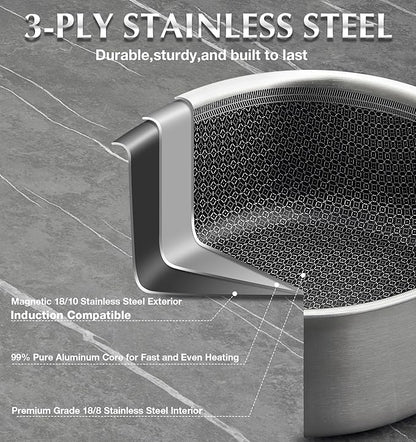 KOCH SYSTEME CS Hybrid Nonstick Stainless Steel Saucepan, 2 Quart Tri-Ply - Image 3
