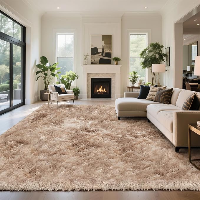yongyangjuxin Fluffy Rug Shag Area Rug, Mottling Beige 9x12 Area Rugs - Image 3