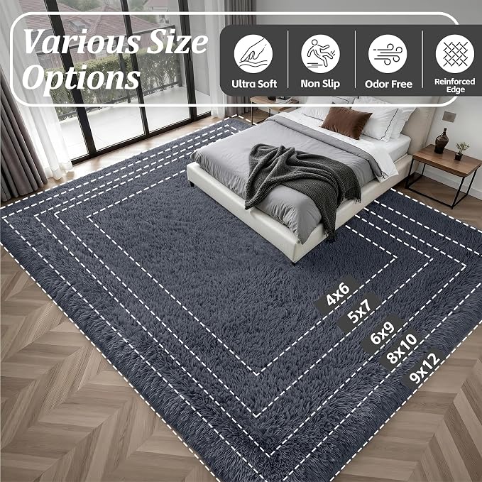 8x10 Area Rugs for Living Room Bedroom: Ultra Soft Fluffy Shag Rug Upgrade - Image 9