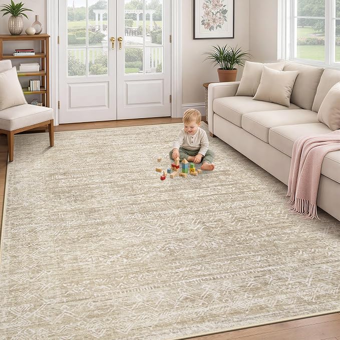 Washable Rug 6x9 Area Rugs: Modern Geometric Rugs by XLUEZ