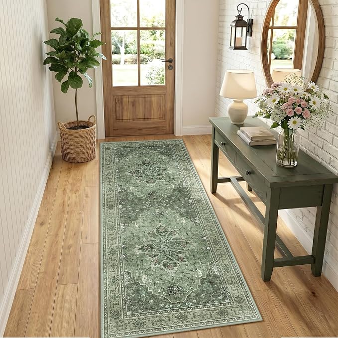 RELEANY Area Rugs Runner 2'x5' Washable Non-Slip, Floral Vintage Distress - Image 3