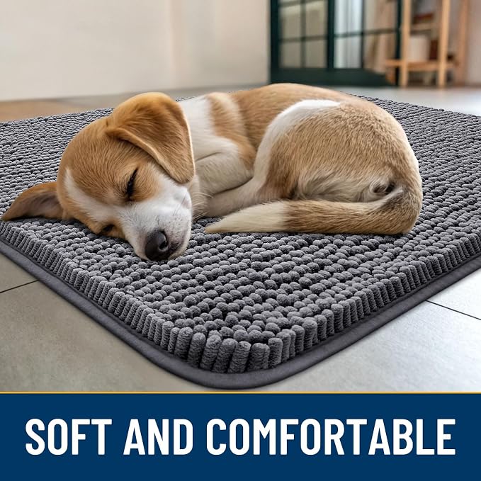 Smiry Dog Door Mat for Muddy Paws 70x35, Absorbent Dirt Trapper, Non-Slip - Image 2