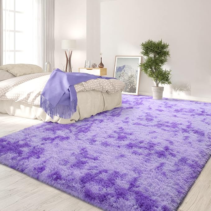 FlyDOIT Purple Tie-Dyed 8x10 Feet Large Rugs - Image 3