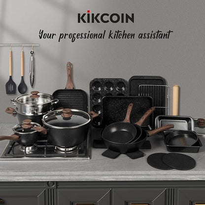 Kikcoin Pots and Pans Set Non Stick 31 Piece Kitchen Nonstick Cooking Cookware - Image 7