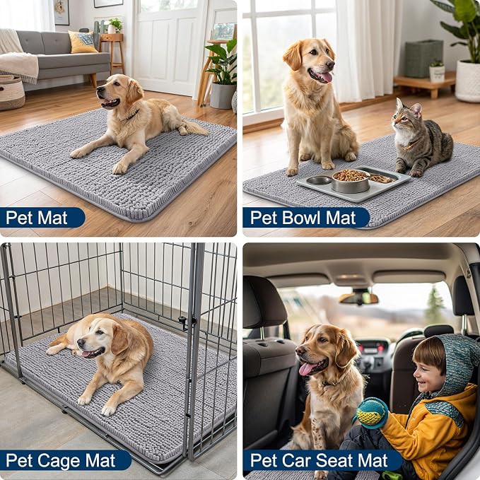 Smiry Dog Door Mat for Muddy Paws 40x32, Absorbent Dirt Trapper, Non-Slip - Image 6