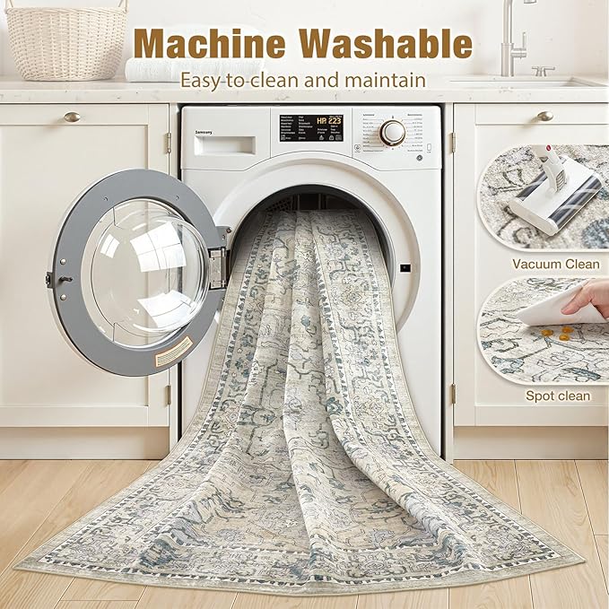 cotiled 6x9 Area Rug Machine Washable Vintage Carpet - Image 3