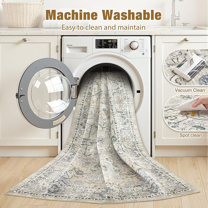 cotiled 8x10 Area Rug Machine Washable Vintage Carpet - Image 3