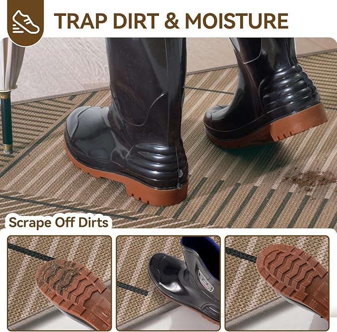 Front Door Mat 24''x35'', Non Slip Absorbent Dirt Resist Washable Low-Profile - Image 2