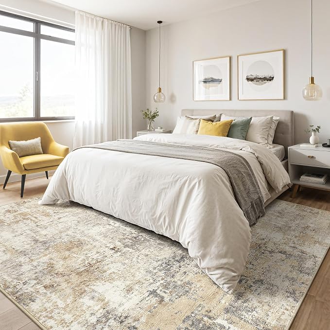 3X5 Rug Washable Area Rugs: Abstract Modern Soft Stain Resistant Indoor Floor - Image 4