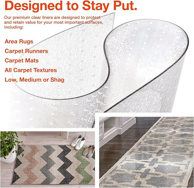 Clear Carpet Runner, USA Made, 46 Inch Round, 2mm Thick Cleated Vinyl, Carpet - Image 6