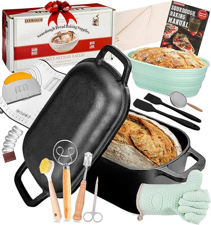 LINMAGCO Dutch Oven for Bread Baking & Sourdough Bread Baking Starter Kit- by LINMAGCO