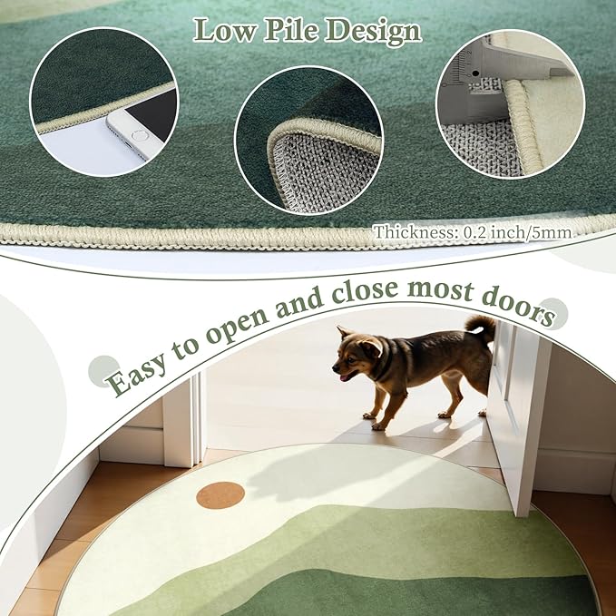 6ft Round Rugs for Living Room, Soft Washable Non-Slip Large Circle Rug - Image 3
