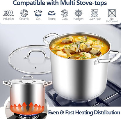 E-far 12 Quart Cooking Stock Pot, Large Stainless Steel Pot - Image 3